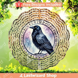 Odins Krähe Rune Windspiel Png, Valhalla Odin Türhänger Sublimationsvorlage Png, Rabe Keltisches Windspiel Design, Gartendekoration