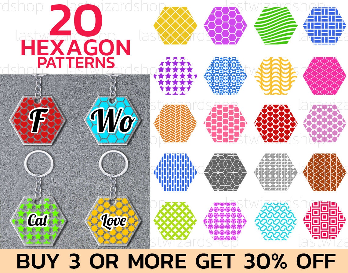 Download 20 Hexagon Pattern Svg Keychain Patterns Svg Key Fob Svg ...