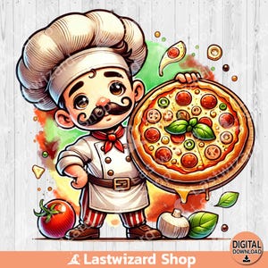 Chef Pizza PNG, Pepperoni Pizza Sublimation Design, Italian Food Lover Clipart, Restaurant PNG, Kitchen PNG, Cooking, Digital Download