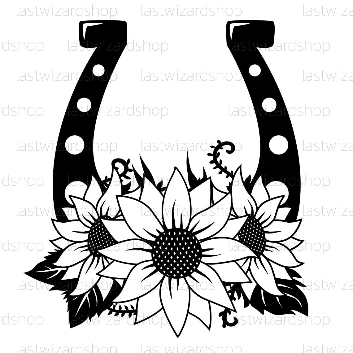 Sunflower With Horseshoe Svg Loves Horses Svg Horse Cow Svg Etsy