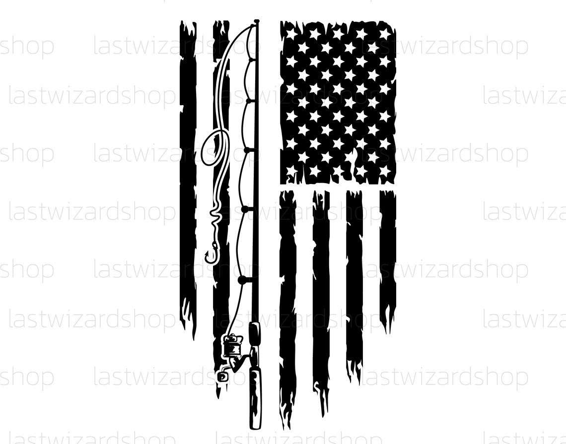 Patriotic Flag Fisherman Svg Fishing Rod Svg Fishing Svg US Etsy