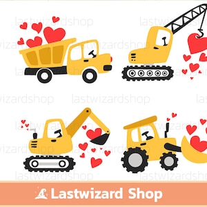 Valentine bouw Bulldozer Svg, graafmachine, dumper Svg, Boy Kids Valentines svg, dxf, png, eps, snijden-bestanden voor de Cricut silhouet