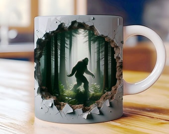 3D Bigfoot Mug Wrap: Forest Hole, Cracked Wall (Digital Download)