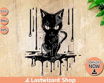 Black Cat Familiar PNG, Dark Academia Witchy Cat Design, Salem Witch Moon Sublimation, Mystic Gothic Pet Lover Art, Digital Download