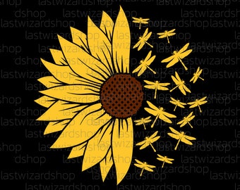 ひまわりとトンボのマンダラSVG、ゼンタングルの夏の花のクリカット