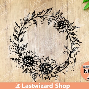 Corona de girasol Svg, Día de la madre, Clipart de corona de girasol, Corona de girasol, Mamá Svg, Cumpleaños Svg, Cricut, Silueta, Png, Regalo para mamá