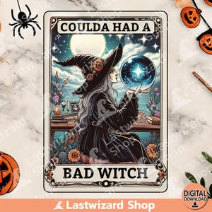 Podría haber tenido una carta de tarot de bruja mala PNG, diseño de sublimación de adivina gitana, clipart de acuarela, regalo de Halloween, cita de Halloween Png