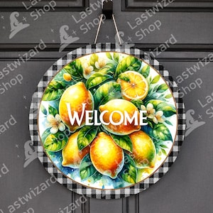 Lemons Round Sublimation Door Hanger PNG Design, Summer Fruit Welcome Door Sign 12 Inch Round PNG, Wreath Sign Digital Download, Lemon Juice
