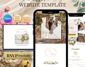 Wedding Invite Template Ivory Floral For Glamorous Brides Couples | Eco Friendly Wedding Invitation Template | Interactive RSVP Invite