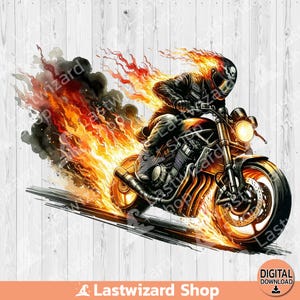 Motard aquarelle PNG : Cavalier de pompier, clipart moto (téléchargement numérique)