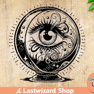 Crystal Ball with Eye Svg, Halloween, Witch Shirt Svg, Witchy svg, Wall Decor, Png, Cut Files - Cricut, Silhouette, Fortune Teller Gift