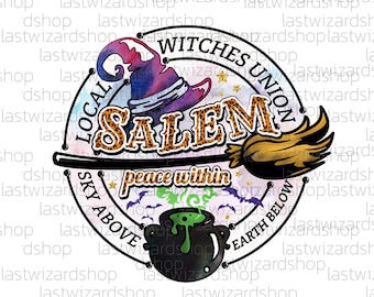 Salem Witches Union PNG, Halloween Witchy Sublimation Design, Local Coven Badge Clipart, Spooky Season Digital Download, Transparent PNG