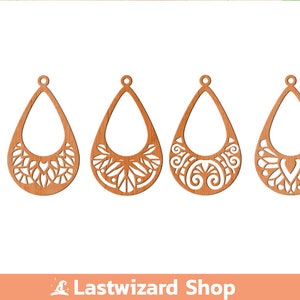 Mandala Earrings Svg, Faux Leather Earrings, Teardrop Earring Template ...