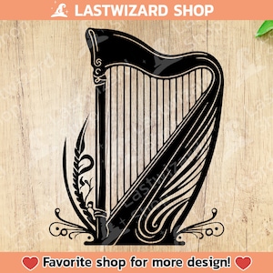 Harp Svg, Classical Svg, Musician Band, Orchestral Svg, Music Svg, Melodic Svg, Harpist For T Shirt, Musical Notes Svg, Stencil For Cricut