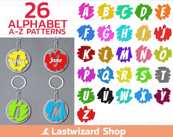 Alphabet Monogramm Schlüsselanhänger SVG, Pinsel Rahmen Monogramm Kreis Schlüsselanhänger, Plotter