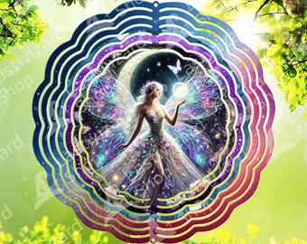 Fairy Moon Wind Spinner PNG: Garden Decoration Sublimation Template (Digital Download)
