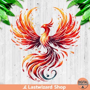 Phoenix With Fire PNG, Fire Bird Rising Sublimation Design, Clipart rinascita mitologica dell'acquerello, Amante della mitologia PNG, Download digitale