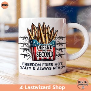 2nd Amendment Mug Sublimation PNG, Patriotic Gun Rights Wrap for 11oz 15oz, American Flag Constitutional Art, Pro-Gun Father’s Day Gift