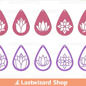 Lotus Earrings Svg, Namaste Faux Leather Earrings, Yoga Earring Template, Flower Earrings Svg, Cutting Files, Cricut, Silhouette, Laser Cut