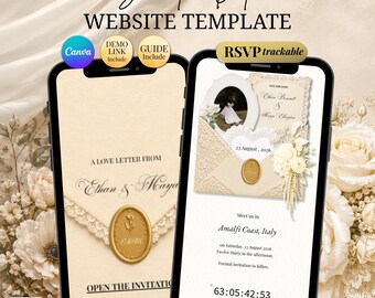 Paperless Save The Date Website Canva Template Sent Bridesmaid | Elegance Save The Date Wedding Digital For Formal Pre-wedding Announcement
