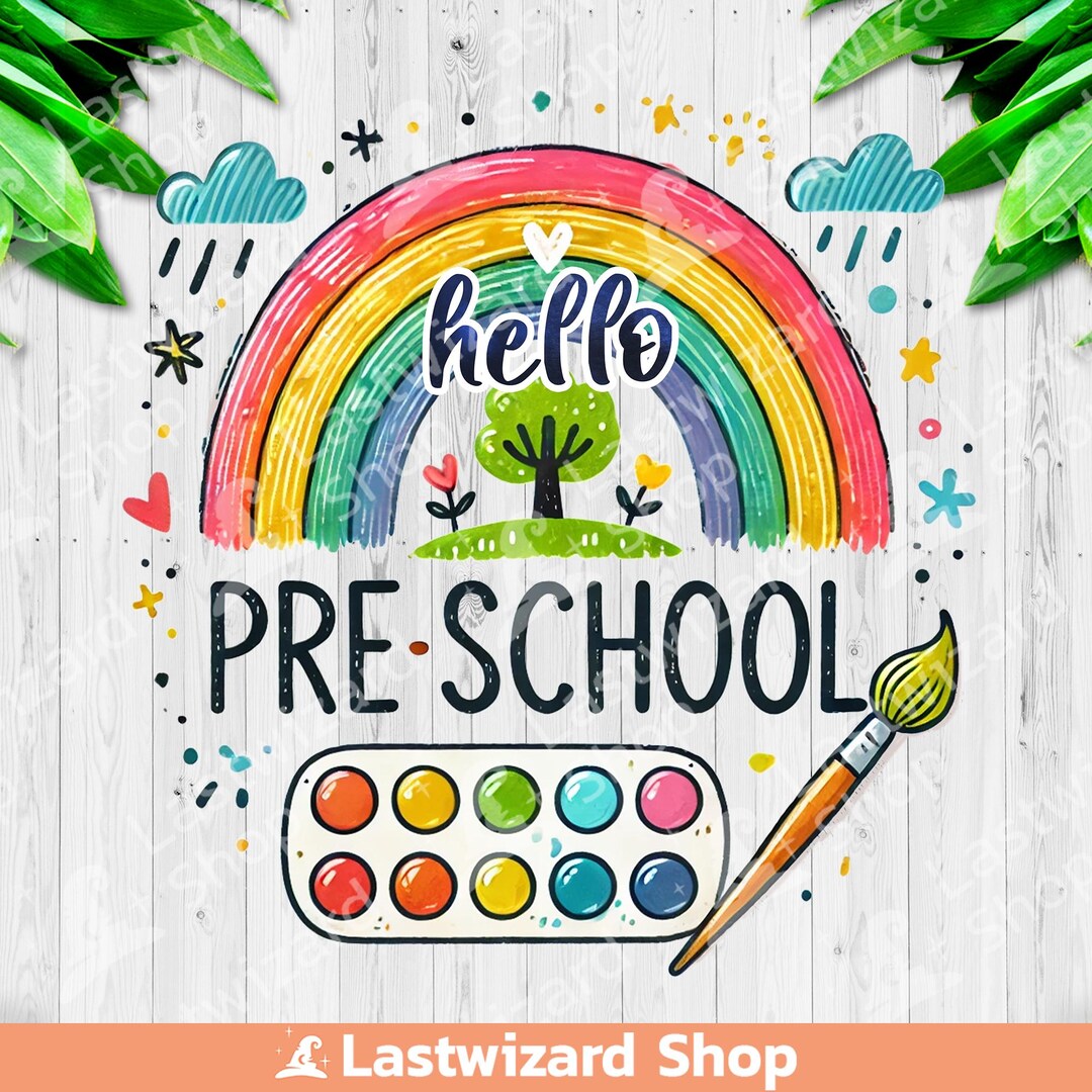 Hello Pre-school PNG: Back to School Sublimation Design (digital ...