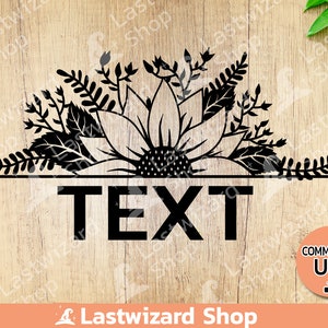 Demi tournesol Svg, Svg monogramme tournesol, Split monogramme tournesol Svg, Png, fichiers de coupe Eps pour Cricut, Silhouette, Svg botanique tournesol