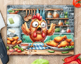 Diseño divertido de tabla de cortar pollo / Tabla de cortar pollo sarcástica PNG / Tabla de cortar pollo estilo granja para regalos de humor en la cocina