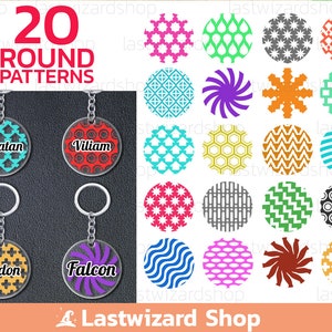 Round Keychain Svg, Keychain Bundle Svg, Acrylic Keyring Background Svg, Circle Key Fob Svg, Keychain Patterns Png Dxf Svg Files For Cricut