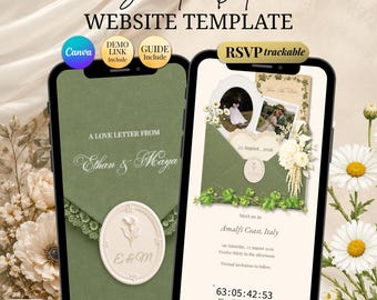 Paperless Save The Date Template Country Wedding Invitations Template Downloads For Farm Wedding Couples | Canva  Website Canva Sage Green