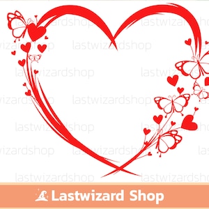 Saint Valentin, Svg coeur, Svg papillon, amour Svg, Svg fête des mères, papillon floral amour Png, fichiers de découpe pour Cricut, Silhouette