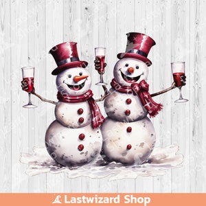 Two Snowmen Drinking Wine Png Jpg, Red Wine Lover Png, Wine Glass, Sublimation Design, Christmas Drink, Wine Champagne, Wine Decorating