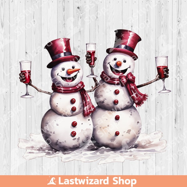Two Snowmen Drinking Wine Png Jpg, Red Wine Lover Png, Wine Glass, Sublimation Design, Christmas Drink, Cocktails Png, Gift For Christmas