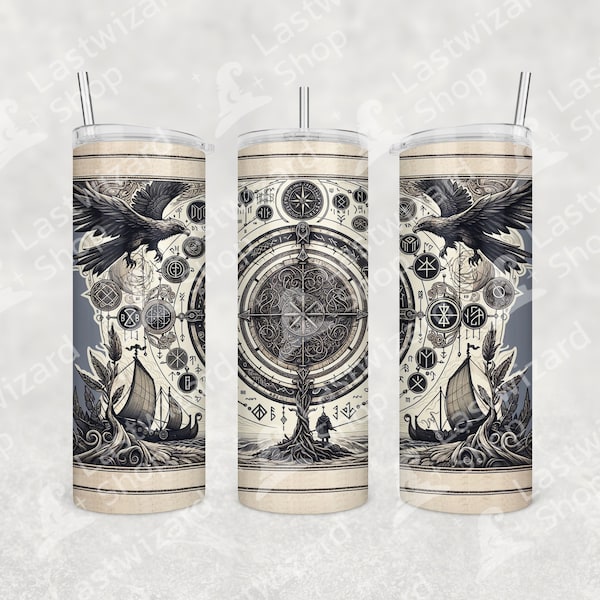 Nordic Viking symbols 20 oz Skinny Tumbler Sublimation Design for Straight, Norwegian norse Tapered  PNG, Nordic ancestry, Nordic and Norse