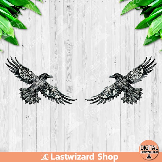 Watercolor Viking Raven PNG, Norse Odin Crow Valhalla Sublimation, Dark Nordic Warrior T-Shirt Tumbler Clipart Digital Download