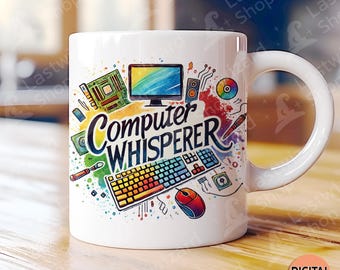 Taza divertida de soporte informático con sublimación PNG, regalo para nerd tecnológico, descarga digital, plantilla para taza de café de 325 ml y 400 ml