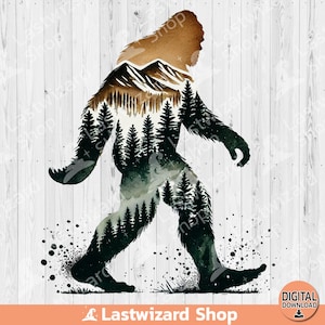 Bigfoot Forest Scene Png, Yeti Gift Sublimation Design, Shirt For Sasquatch Clipart, Bigfoot Loving Png, Bigfoot Hunt Digital Download