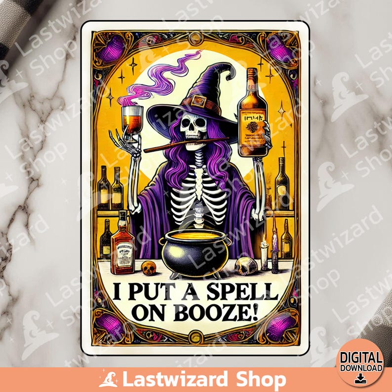 I Put A Spell on Booze Tarot Card, Tarot Cards Deck, I Put A Spell on