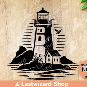 Vintage Lighthouse and Coastal Svg, Mediterranean Style, Lighthouse Keeper Svg, Tower Ocean, History, Architecture Png, Stencil for Cricut