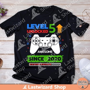 Svg 5e anniversaire de joueur, Svg débloqué niveau 5, 5 ans, 5e anniversaire de garçon, Jeux vidéo, Svg gaming, Png pour Cricut, Silhouette