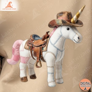 Patchwork Cowboy Unicorn PNG voor sublimatie, rustieke western paard digitale kunst, primitieve Shabby Chic clipart voor T-shirt design en decor