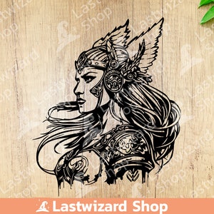 Valkyrie Viking Warrior Woman svg, Lady Warrior Svg, Shield Svg, Angle svg, Tattoo, Cricut, png sublimation, Gift for Norse Mythology Lover