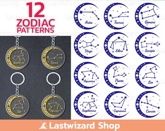 12 Sternzeichen Sternzeichen Schlüsselanhänger Muster Png Eps Dxf, Sternzeichen Schlüsselanhänger Hintergrund Schmuck, Schlüsselanhänger Muster Png Eps Dxf