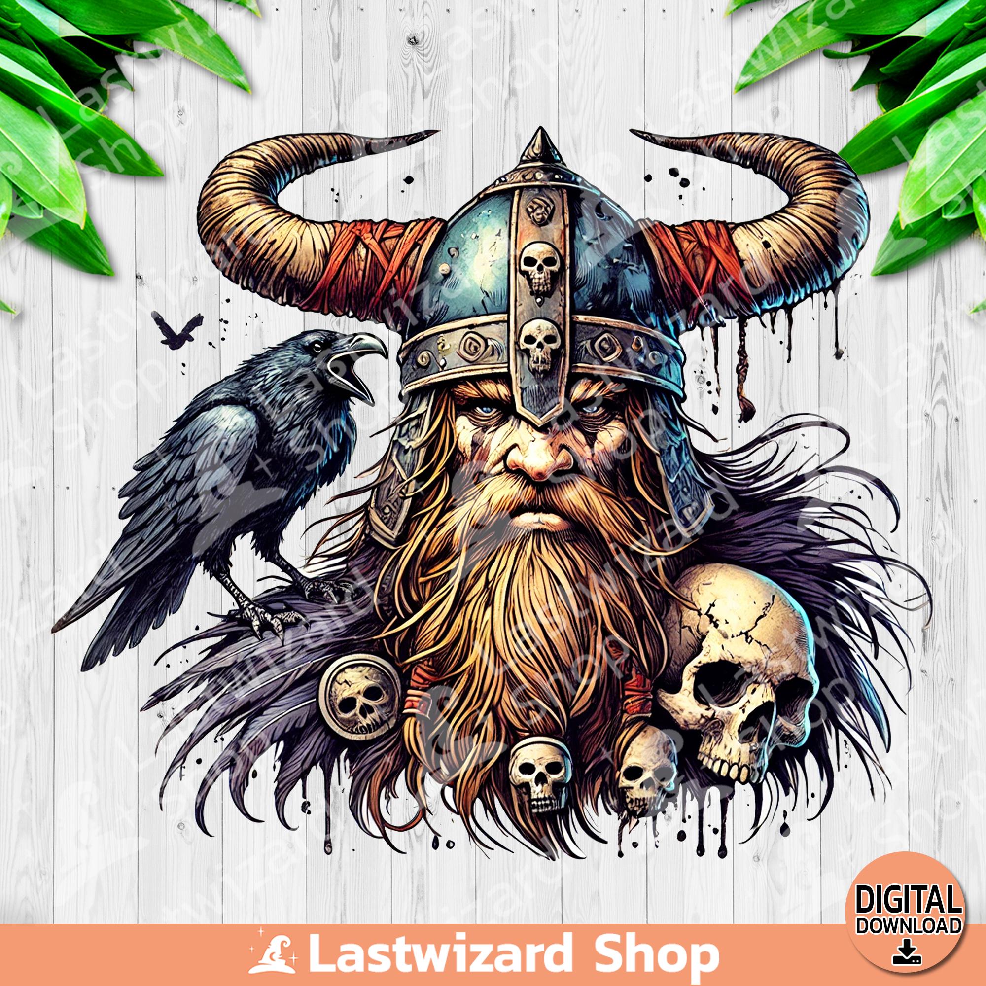 Viking Warrior With Raven PNG: Norse God Clipart (digital Download