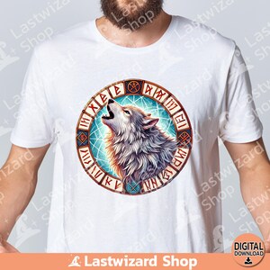 Fenrir Howling in Nordic Rune Circle PNG, Celtic Wolf Sublimation ...