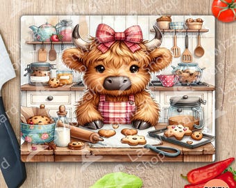 Highland Cow Cutting Board PNG Designs For Baking Cookies Gift | Farmhouse Cutting Boards PNG For New Home