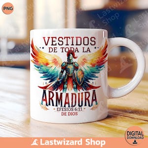 Armadura De Dios Mug Wrap 11oz 15oz Mug Wrap Template, Diseños De Camisas Cristianas Mug Sublimation Design, Religious, Christian Gift