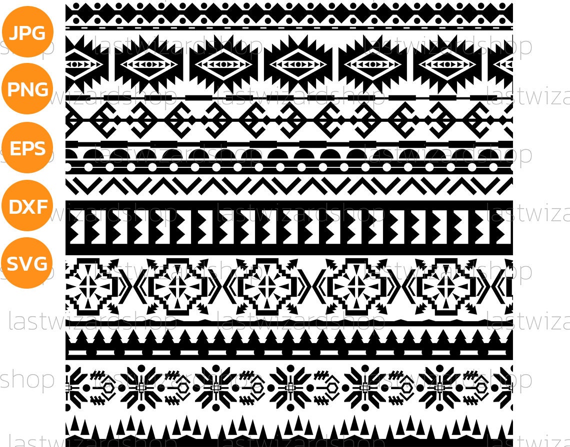Aztec Pattern Svg Southwest Aztec Svg Black & White Seamless | Etsy