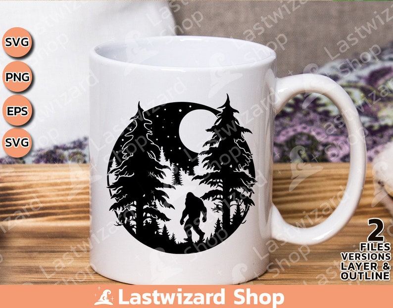 Cryptozoology wilderness monster graphic design template for outdoor hiking apparel