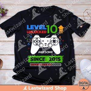 Geburtstagsjunge Gamer Level 10 svg, Level 10 freigeschaltet svg, 10 Jahre alt, 10.Geburtstagskind, Videospiele, Png, Plotterdatei Cricut, Silhouette