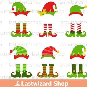 Elf Hut und Füße SVG, Weihnachtself Beine Bundles, Weihnachtself Bundle Png, Elfen Monogramm, Dxf, Png, Eps, Schneidedateien für Cricut